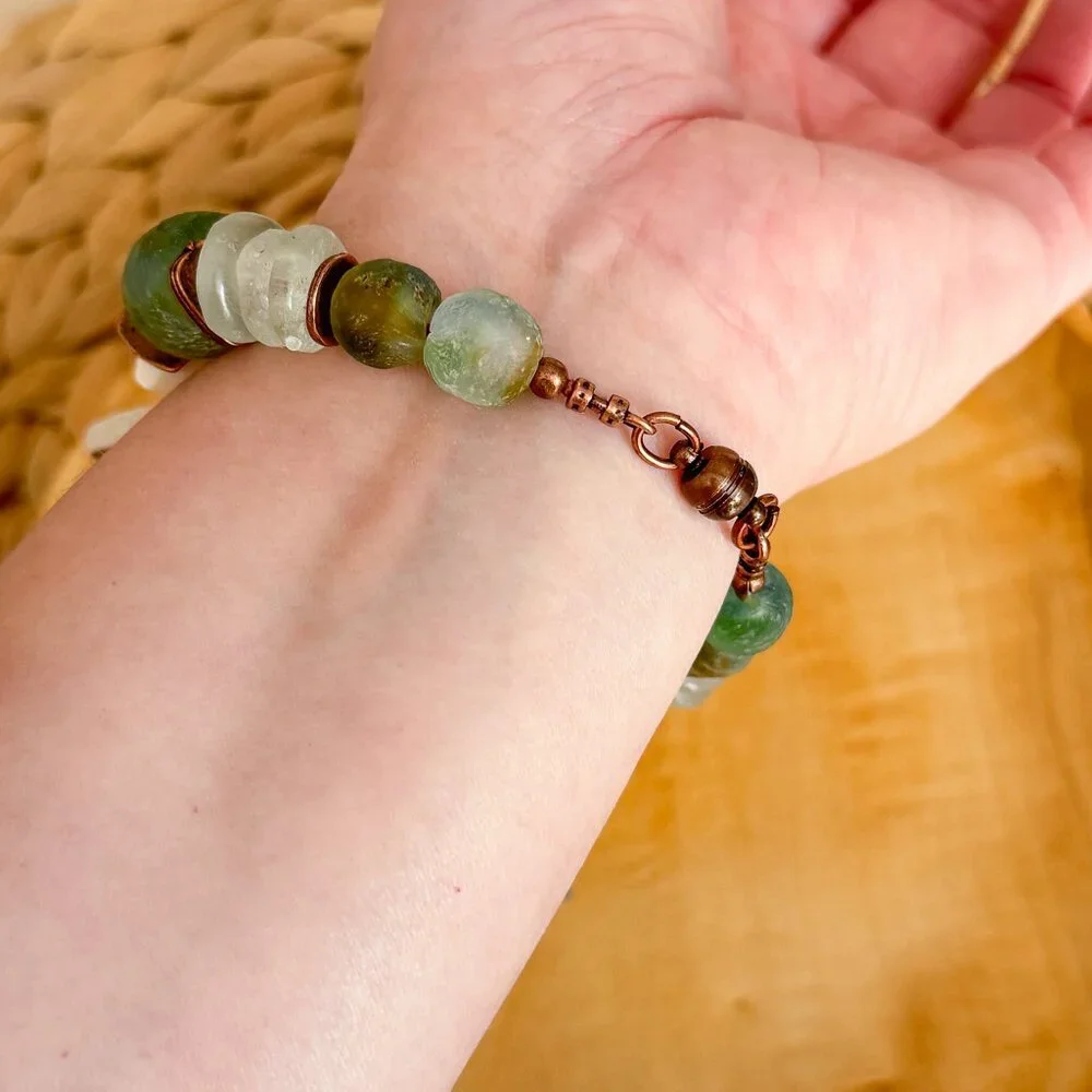 Handmade repurposed boho chunky bracelet - Picture 9 of 9